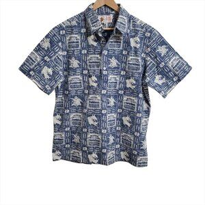 Eagle Distributors Mens Vintage Budweiser Shirt XL Hawaii Short Sleeve Blue